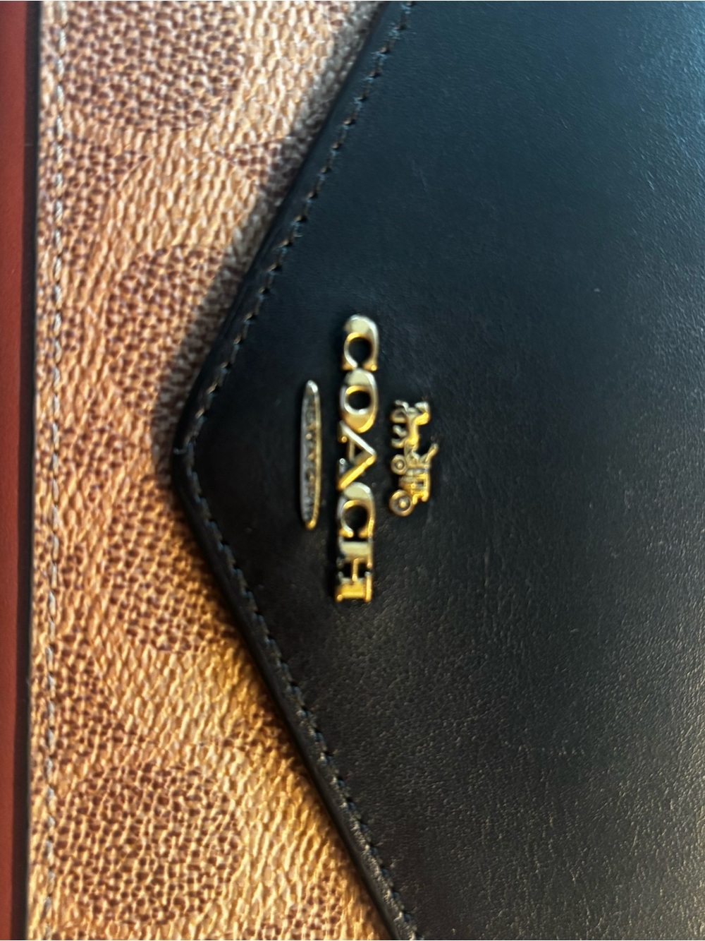 Coach Brown Signature Leather Wallet with Black Leather Flap/Gold Hardware - Picture 3 of 10